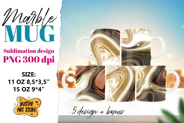 Marble sublimation mug. Brown glow marble 5 design 11oz 15oz example image 1