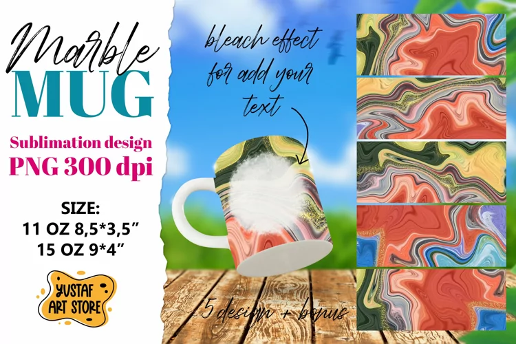 Abstract paint sublimation mug wrap .Fluid art design