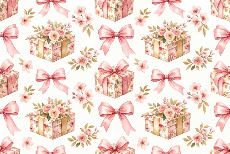 Watercolor seamless repeat pattern Mothers Day