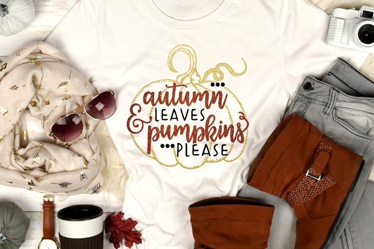 Autumn Leaves And Pumpkins Please SVG DXF PNG example image 1