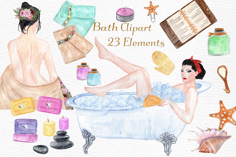 Watercolor SPA clipart example image 1