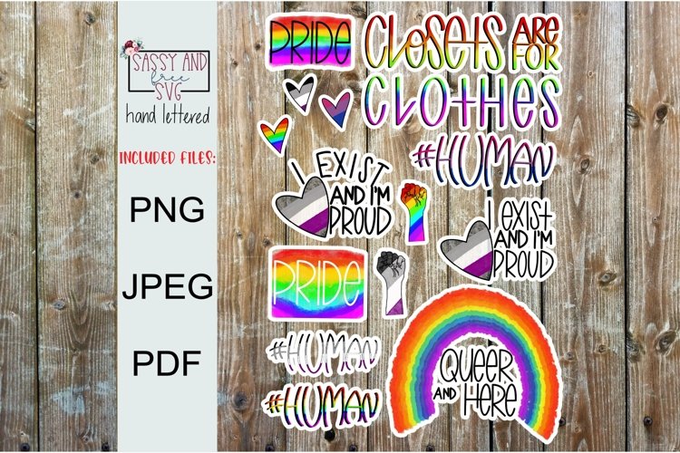 LGBTQ Printable Sticker Sheet l Digital Stickers example image 1