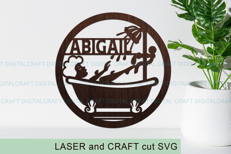 Bathroom name Sign SVG Laser Cut Template