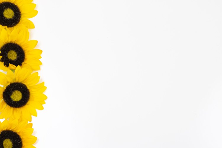 Sunflowers Down Left Side Flat Lay