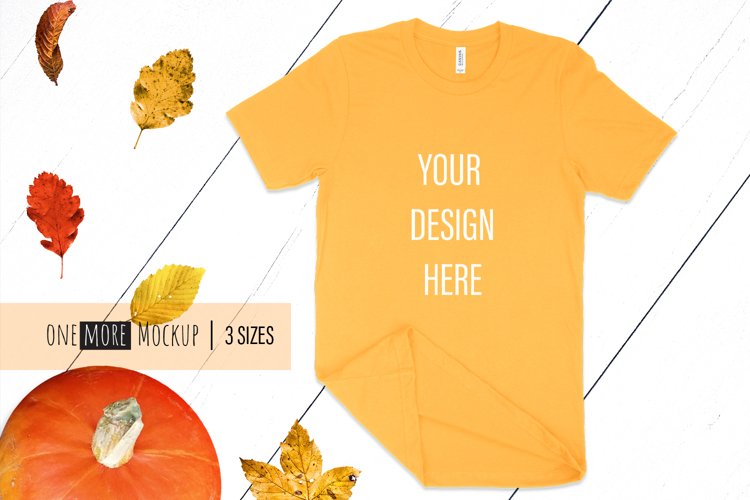 Fall T-Shirt Mockup I Bella Canvas 3001 Gold Mockup example image 1