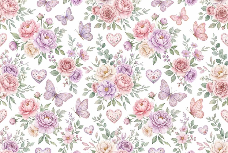 watercolor peonies roses butterflies hearts Mothers Day