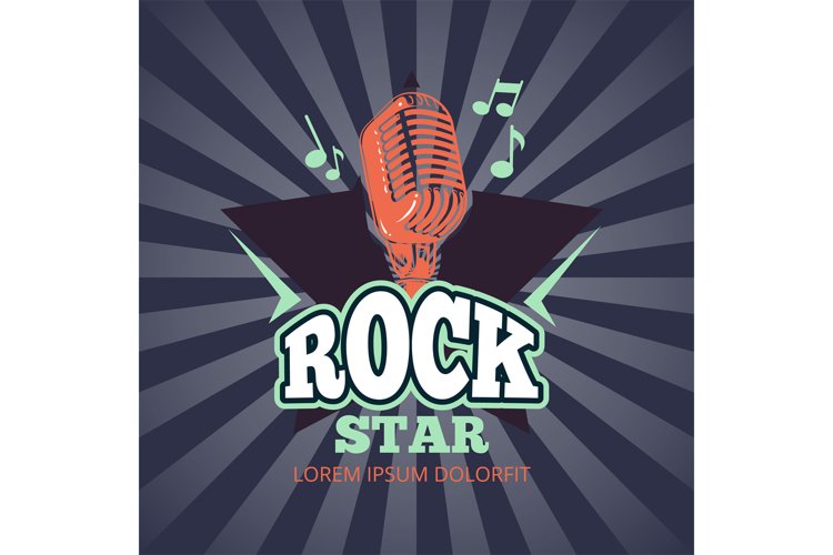 Retro karaoke music club, audio record studio vector logo, b example image 1
