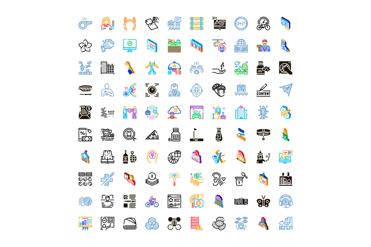 Business service and diverse object icons collection