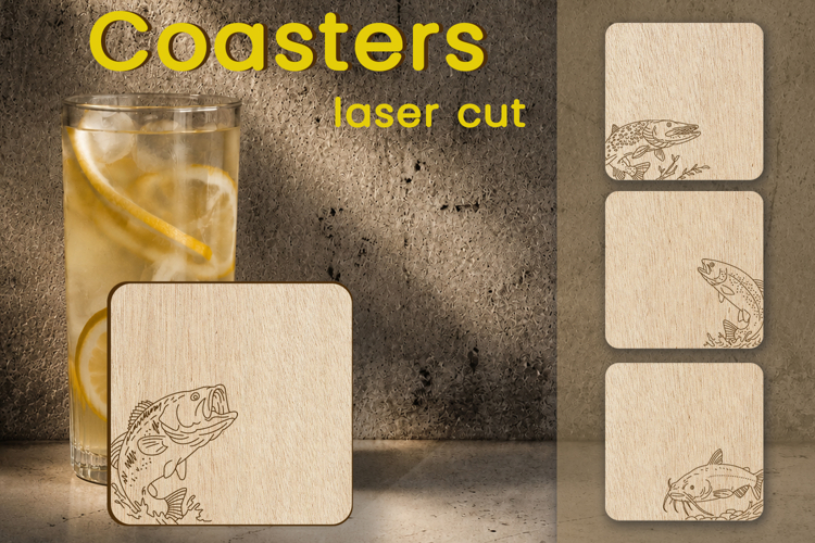 Fathers Day coasters laser cut, Fishing dad svg, Engraving