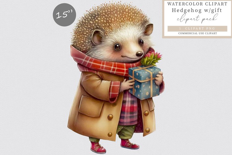 Hedgehog clipart, Birthday clipart, Christmas clipart