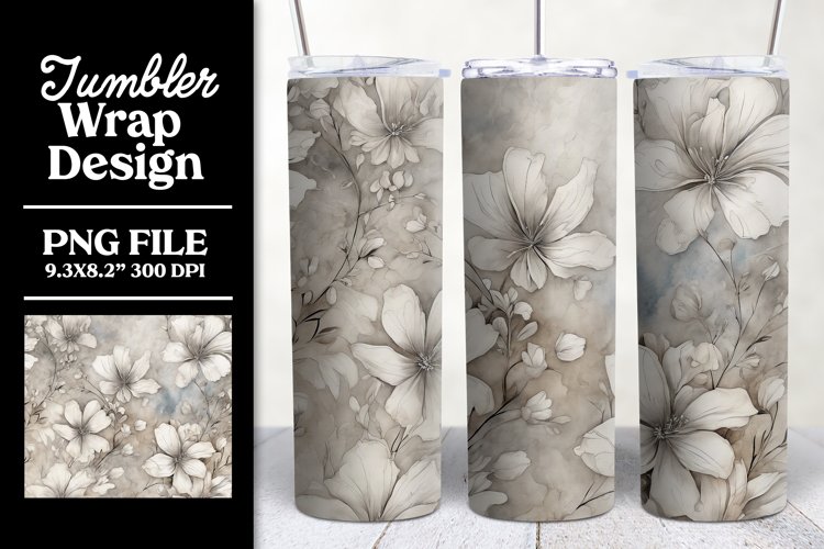 Floral Tumbler Wrap Sublimation Design