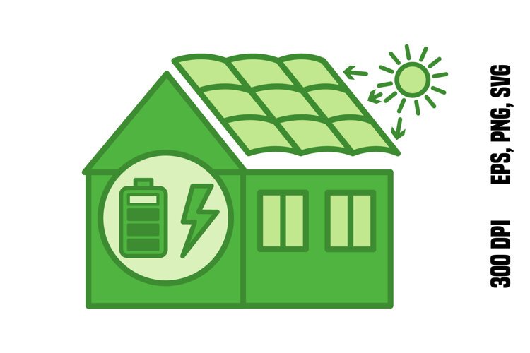 Green Solar Roof Tile Icon example image 1
