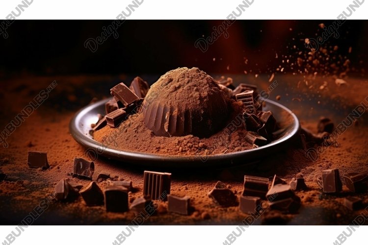powder dark chocolate isolated