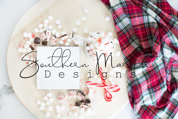 6x6 Christmas Wood Sign Mock Up Farmhouse Styled Photo example image 1