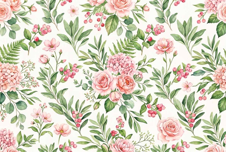 Watercolor seamless repeat pattern Mothers Day