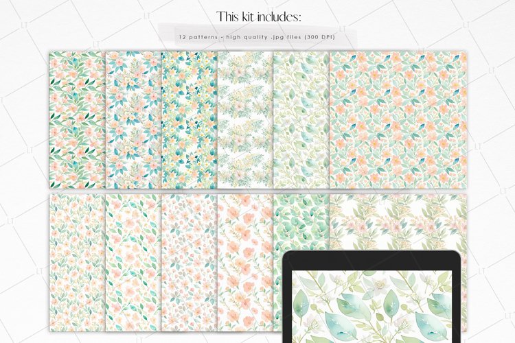 Peach Flowers Seamless Patterns