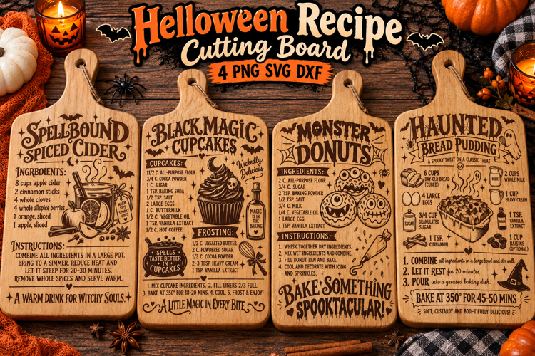 Halloween Recipe Cutting Board SVG, Spooky Kitchen