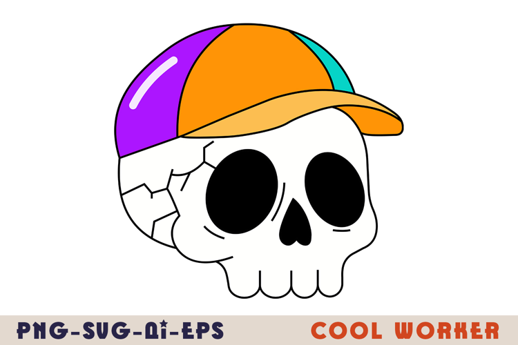 Cool Skull with Baseball Cap