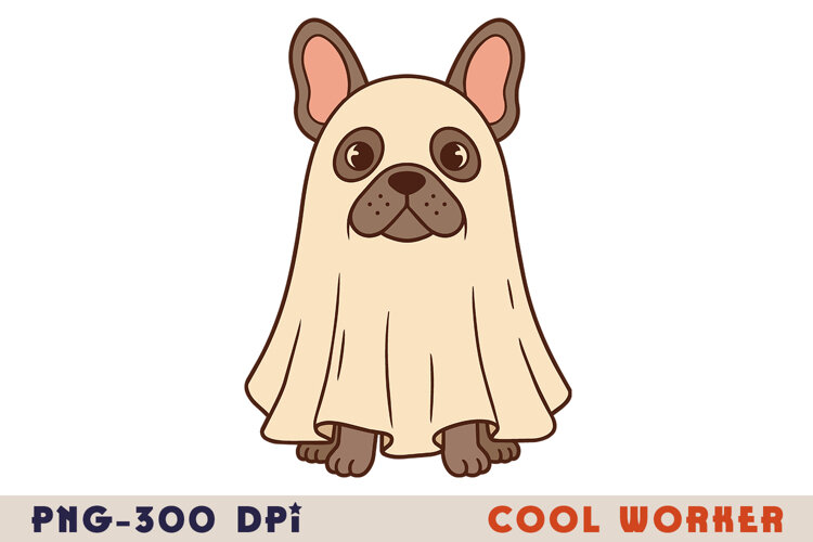 Ghost French Bulldog Halloween PNG example image 1