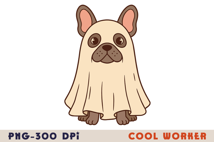 Ghost French Bulldog Halloween PNG
