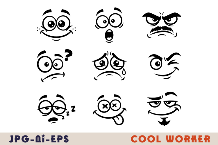 Cartoon Facial Expressions Vector Icons
