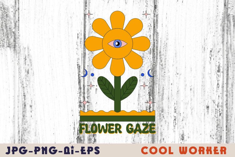 Retro 1970s Floral Illustration