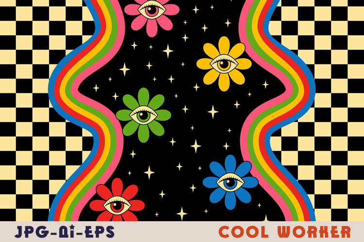 Psychedelic Eyeball Flower Background