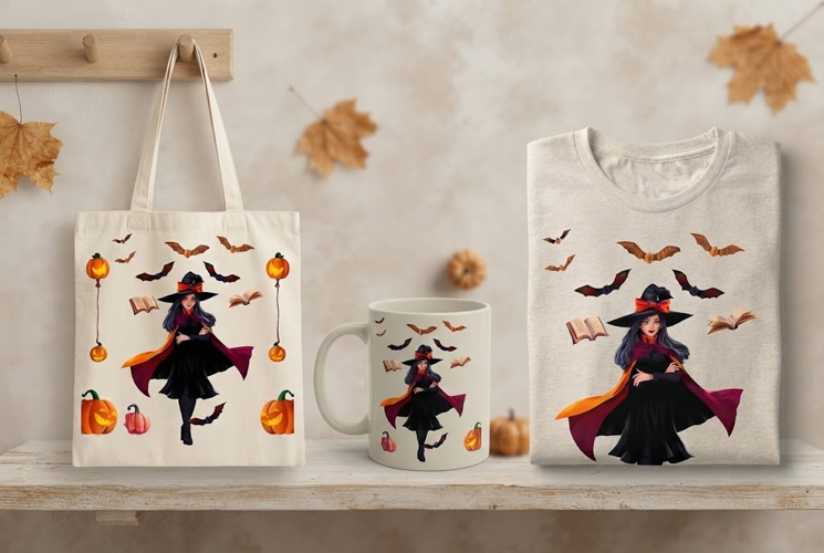Halloween Witch PNG | Spooky Witch Pumpkin Book Clipart