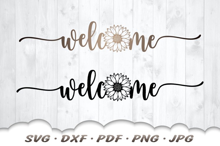 Floral Welcome Sign SVG | Sunflower SVG example image 1