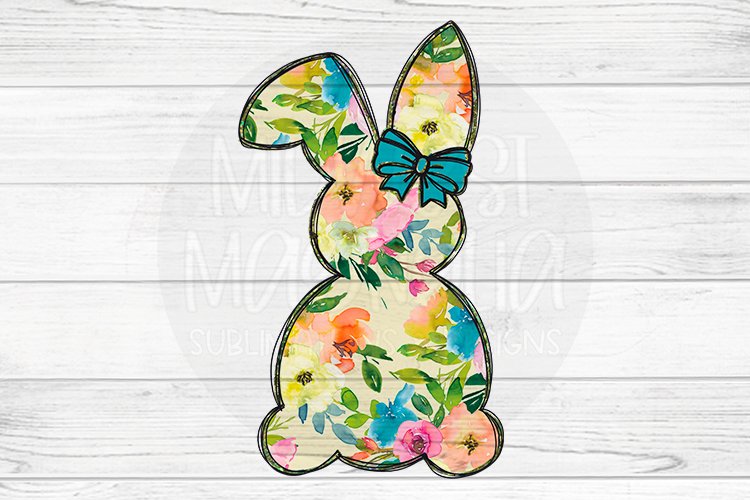 Floral Bunny with Blue Bow example image 1
