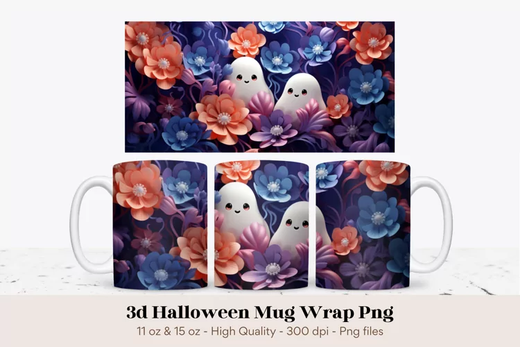 3d Halloween Mug Wrap Png | Halloween 3d Sublimation Mug Png