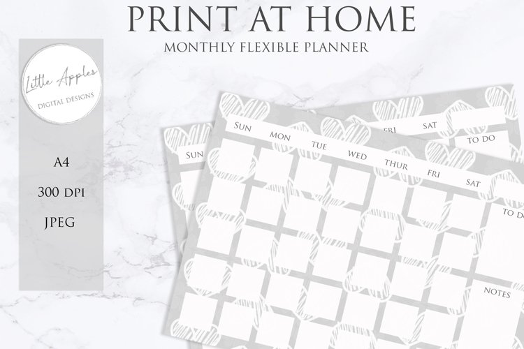 Printable Flexible Monthly Wall Planner Calendar. (536186)