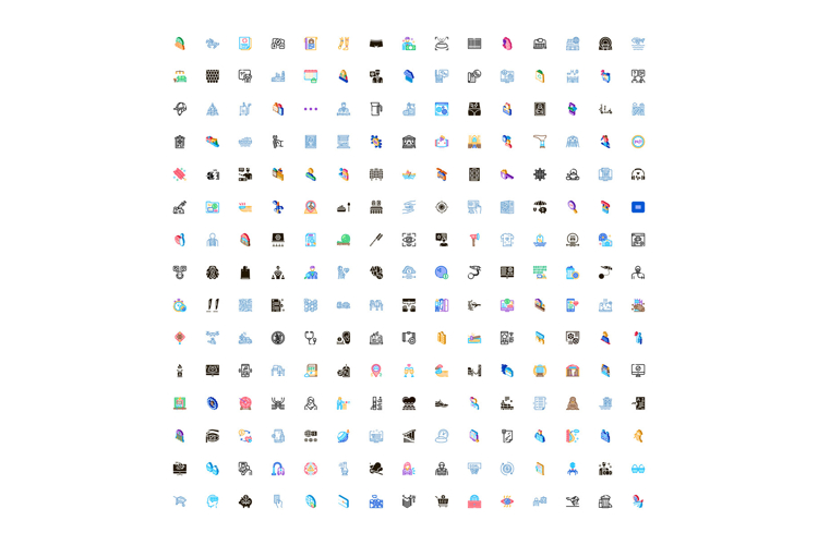 Diverse vector icon set for business development and technol