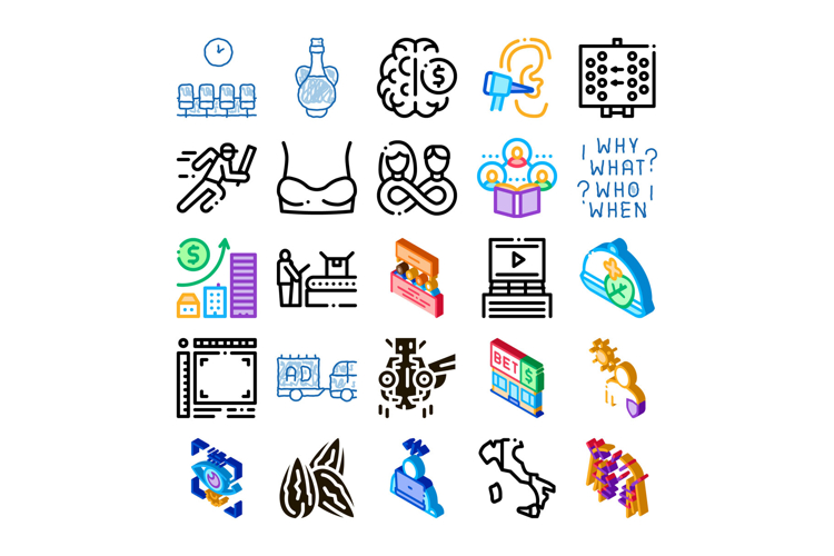 Diverse business and lifestyle icons collection