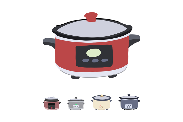 Collection of slow cookers preparing easy home meals