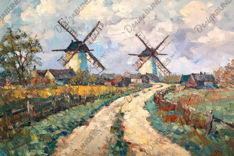 Village Painting Background Wallpaper