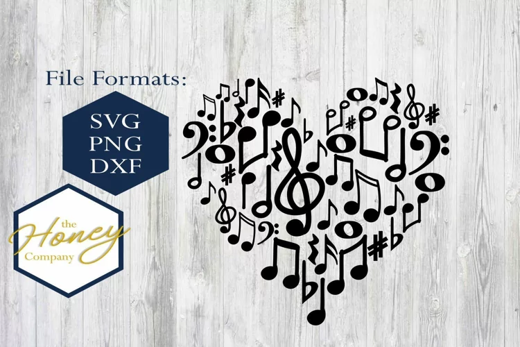Music Notes SVG PNG DXF Piano Teacher Heart Instant Download