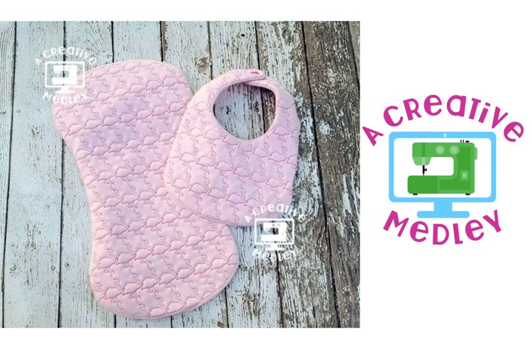 Flamingo Bib and Burp Cloth for 7x12 and larger hoops example image 1
