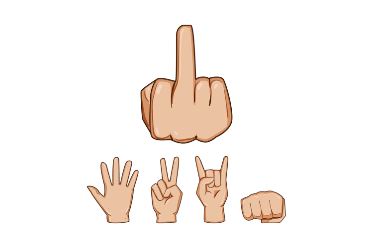Human hand making several diverse gestures illustration