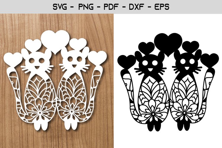 Couple Cat Paper Template Design example image 1