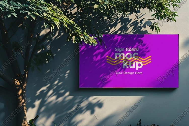 Sign Board Mockup on Building Wall example image 1