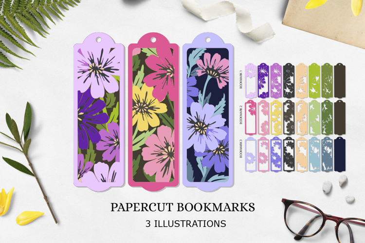 Flower bookmark paper cut layered / Bookmarks paper