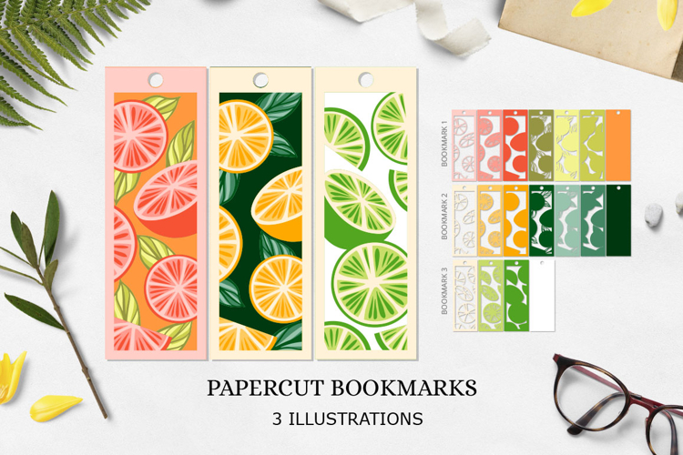 Bookmark lemon paper cut / Bookmark paper cutting