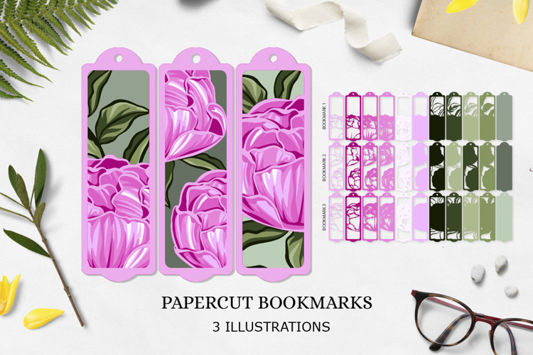 Flower bookmark paper cut layered / Bookmarks paper