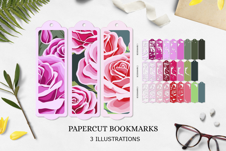 Flower bookmark paper cut layered / Bookmarks paper