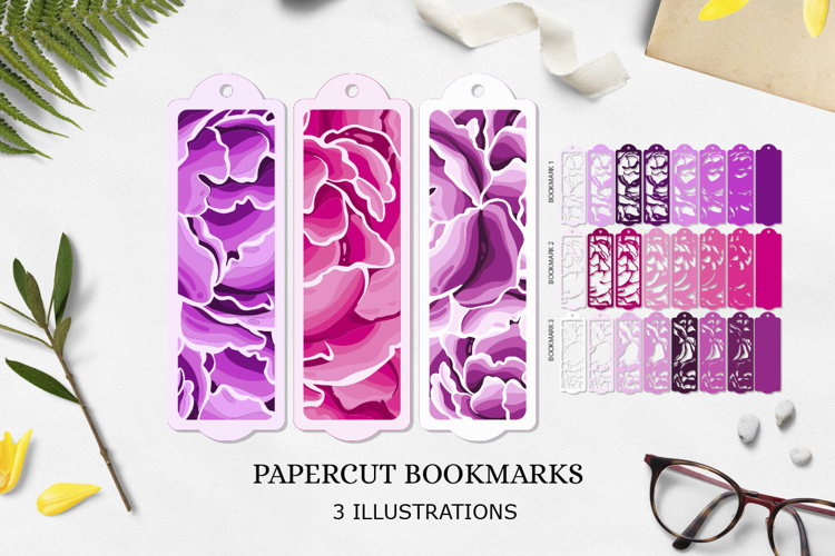 Flower bookmark paper cut layered / Bookmarks paper
