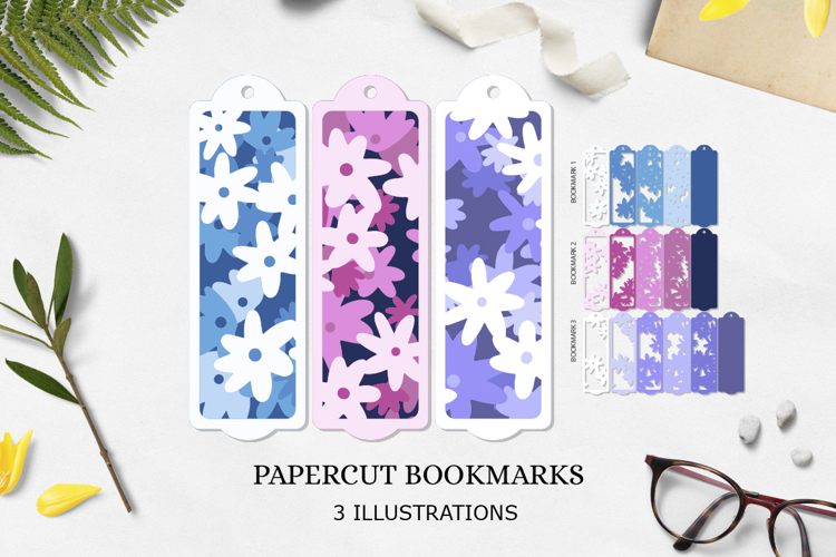 Flower bookmark paper cut layered / Bookmarks paper