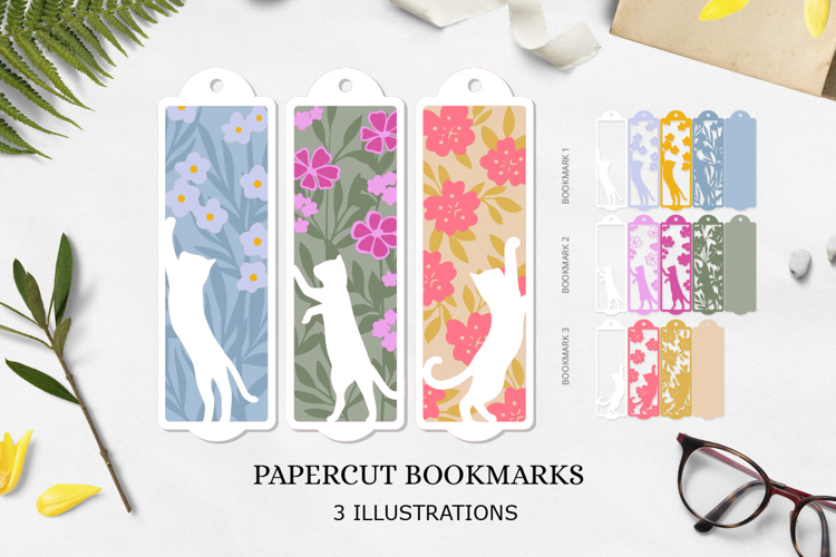 Cat bookmark paper cut svg / Cat bookmarks paper cutting