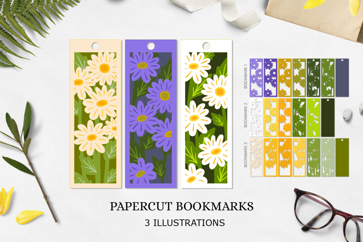 Bookmark daisy SVG/ Bookmark layered paper cut