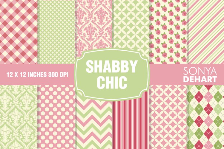 Shabby Chic Digital Paper Pattern Pack example image 1